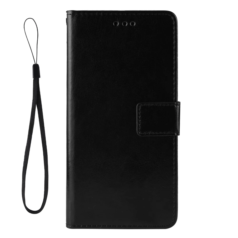 Leather case Phone Accessories Phone Flip Case for mi 8 9 Mobile Cover Anti-fall Card Kickstand - Color: Black