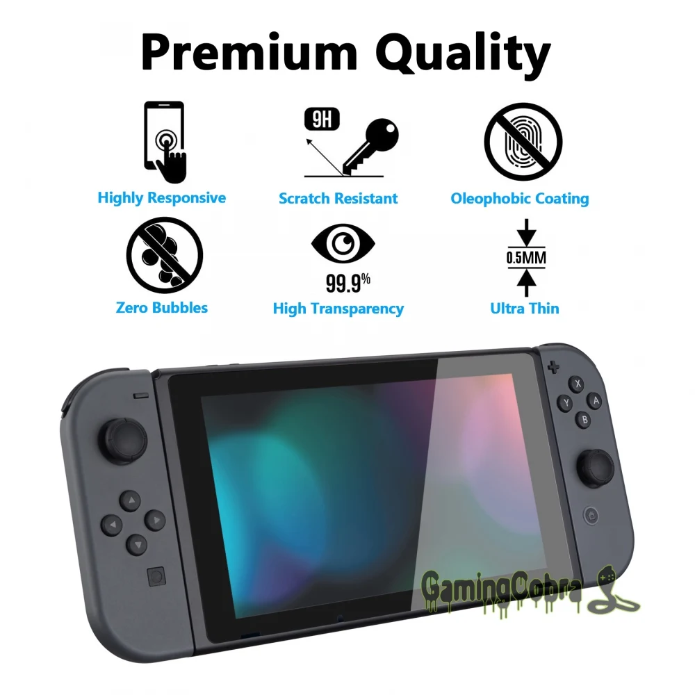 eXtremeRate 2 Pack Border Transparent HD Clear Saver Protector Film Tempered Glass Screen Protector for NS Switch