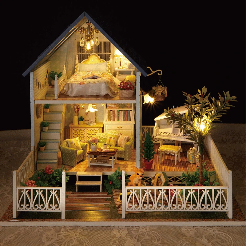 

Cute room Garden Test Bungalow Handmade DIY Cabin Model Villa Creative Birthday Gift