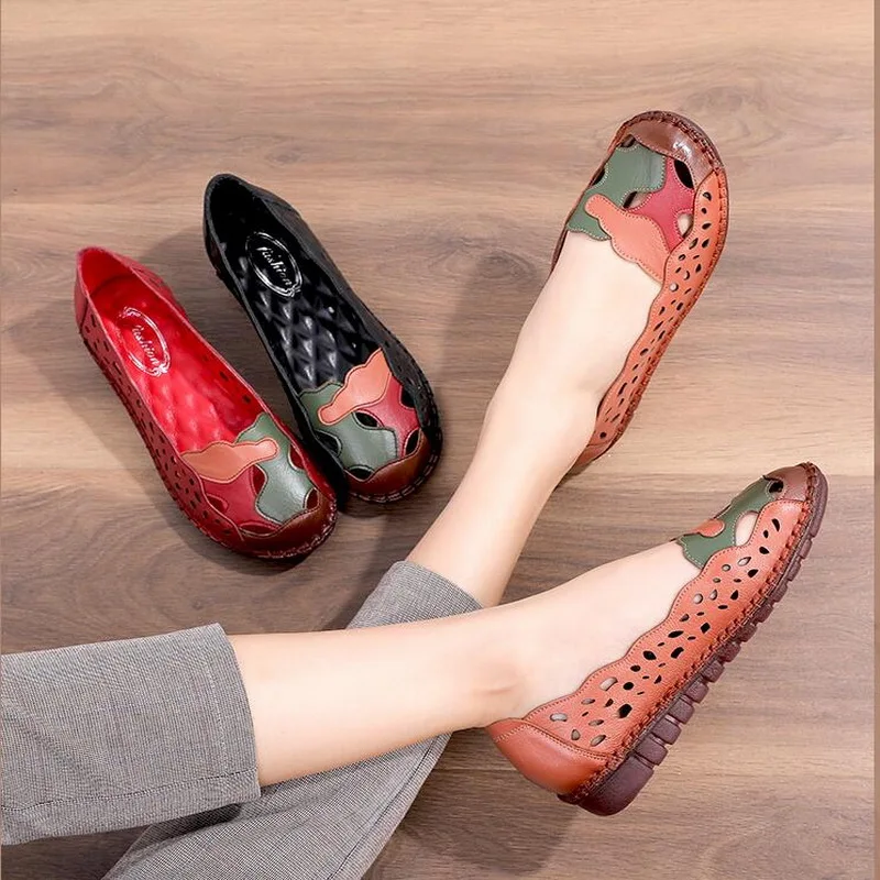 2021-fashion-genuine-leather-ballet-flats-women-shoes-comfortable-soft-soles-elegant-breathable-ladies-summer-shoes