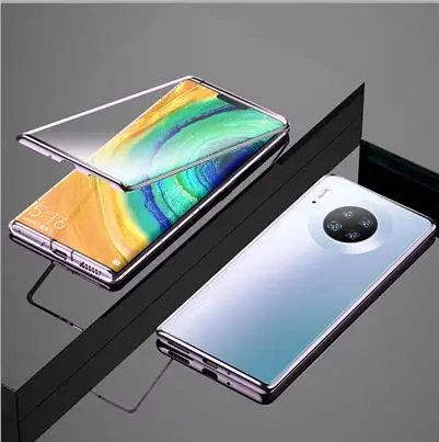 Чехол с магнитной адсорбцией для huawei mate 30 Pro, металлическая рамка, Doubl, боковая стеклянная крышка для huawei mate 30 Pro, защитный чехол для телефона - Цвет: Серебристый