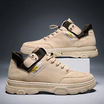 

New Men leather casual shoes man sneakers autumn fashion suede lace up cool designer Martin boots