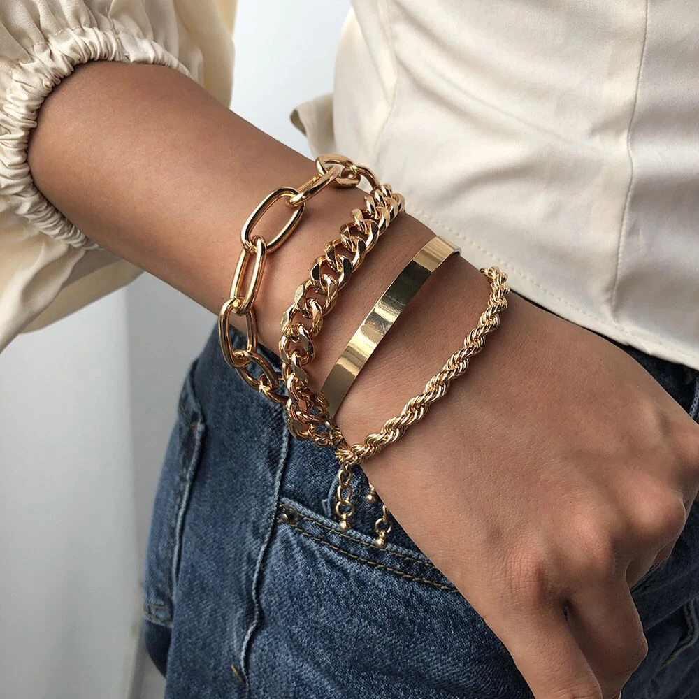 Encantos de pulsera de oro de joyería de las mujeres Pulseras Mujer Sieraden cadena Lgbt accesorios Pulseras para las niñas idiota|Brazaletes de cadena y enlaces| AliExpress