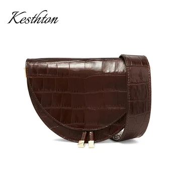 

Fashion Alligator Leather Saddle Women Shoulder Small Round Handbag Spring and Summer Crossbody Messenger Bags Luxury
