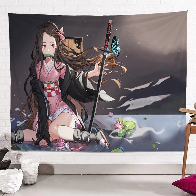 Demon Slayer Anime Illustration Paintings Wall Hanging Tapestry For Bedroom  Kawaii Manga Posters Room Decor Aesthetic Tapestrys - AliExpress