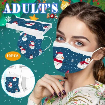 

10/20/30/40pcs Christmas Adult Three Layers Disposable Protective Cartoon Printing Unisex Breathable Cover Large Stock Send Fast