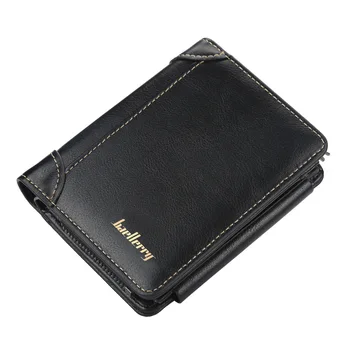 

Men Leather Wallet Work Travel Business Card Holder Male Money Purse Vintage Coin Zipper Pocket Fashion Black Short Wallets
