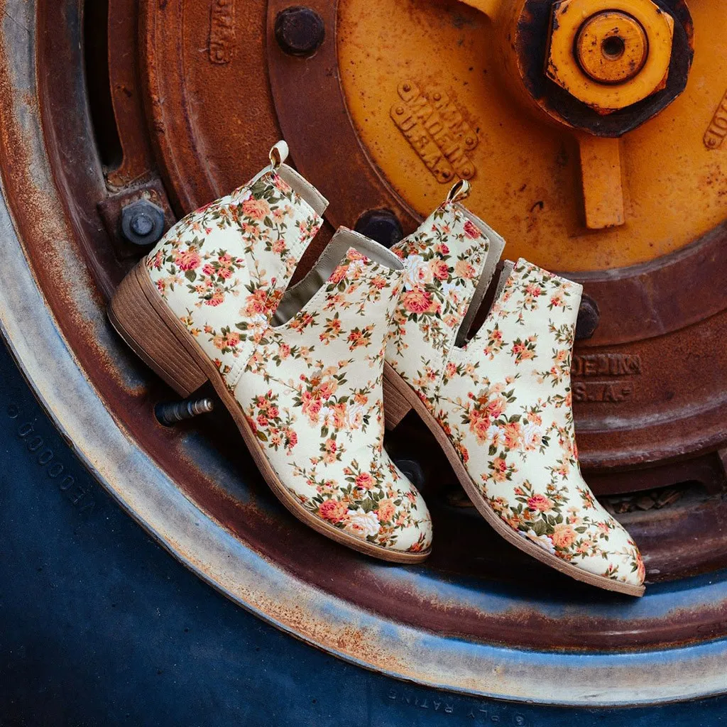 Ботинки «Челси» в богемном стиле женские повседневные ботильоны осенние экзотические Полусапожки без застежки с цветочным принтом элегантная женская обувь в римском стиле на низком каблуке