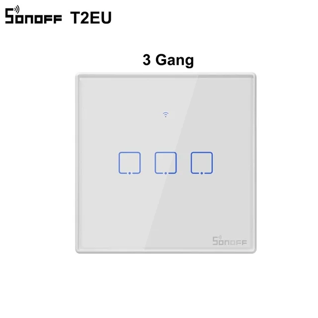 SONOFF T2 ЕС TX базовый умный Wifi сенсорный настенный светильник с границами умный дом 433 МГц RF/Voice/APP Управление работает с Alexa - Комплект: T2 EU 3GANG