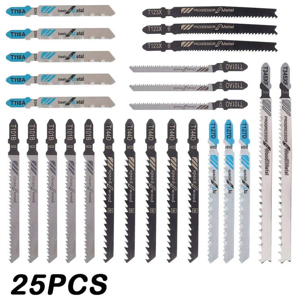 

25PCS Jig Saw Jigsaw Blades Metal Wood Assorted Blades T-Shank For Bosch Wood Cutting Disc