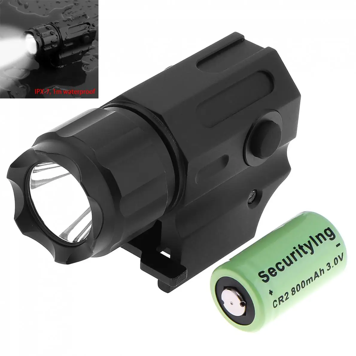 

Securitylng Waterproof LED Flashlight G03 XP-G R5 210LM Tactical Military Weapon Lights with 2 Modes Light + 3V 800mAh Battery