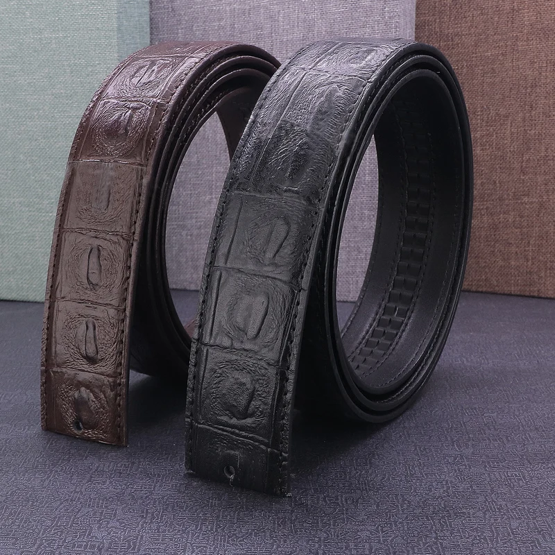 

High Quality men belt for Automatic Buckle 3.5cm wide only Waist Strap without buckle Cowskin genuine leather cintos masculinos