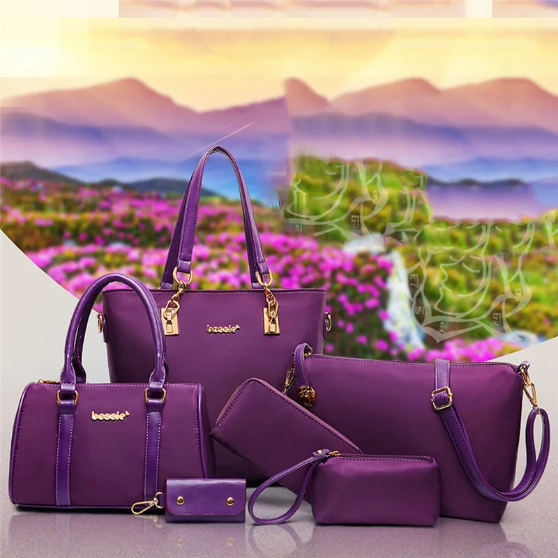 

6PCS/Set Pu Handbag Women Composite Bag Female Large Capacity Tote Bag Fashion Shoulder Crossbody Bag Small Purse Bolsa Feminina