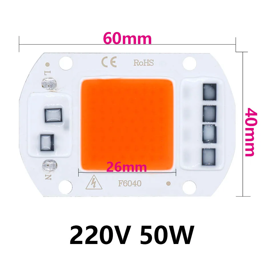 Description Picture 5 of item10PCS LED Chip Diode 220V LED Lamp 50W 30W 20W No Need Driver For Flood Light Spotlight LED Full Spectrum Plant growth Lamp chip