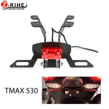 

CNC Motorcycle Accessories License Plate Bracket Holder With Light Frame Lamp Parts For YAMAHA TMAX T-MAX 530 TMAX530 2017-2018