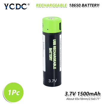

3.7V 18650 Li ion Rechargeable Battery A+ Grade Lithium Batteria 1500mAh USB Rechargeable Lipo Battery Micro USB Cable Charging