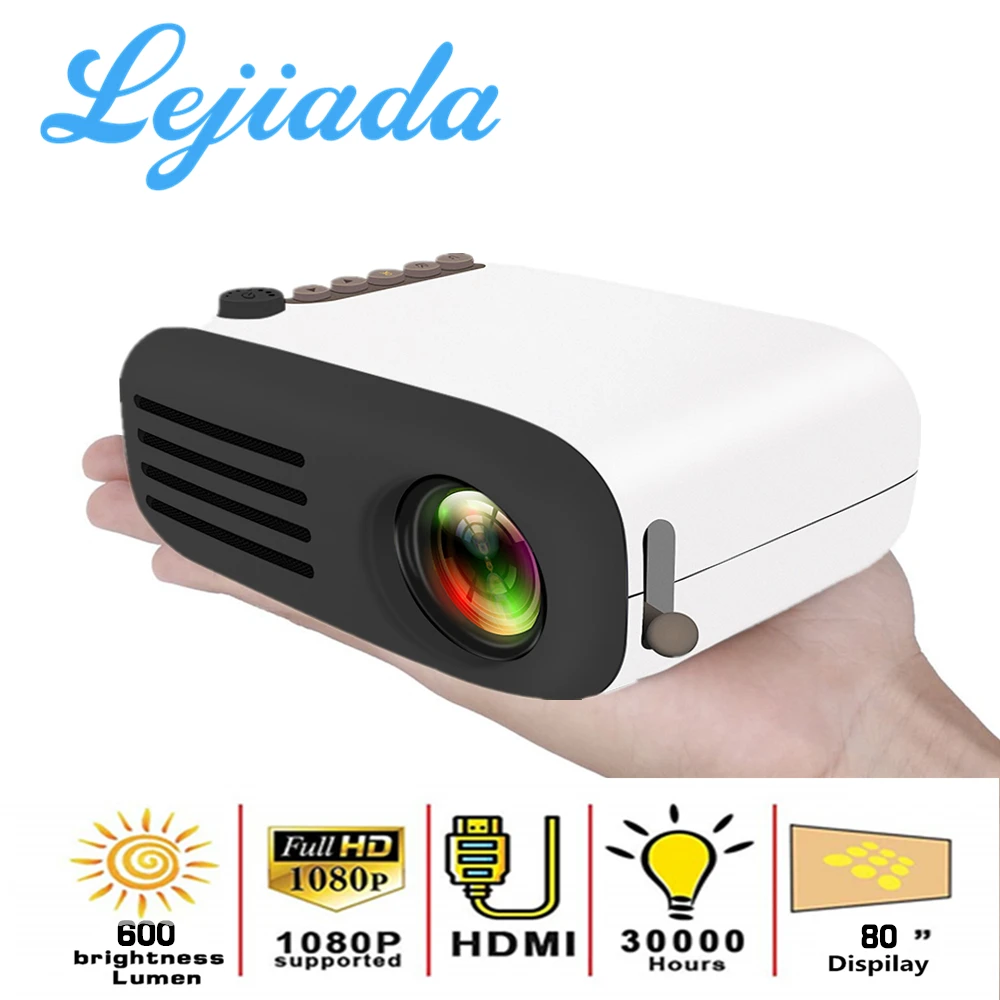 Светодиодный проектор LEJIADA YG200 600 люмен 3 5 мм аудио 480*272 пикселей поддержка 1080P HDMI USB портативный домашний