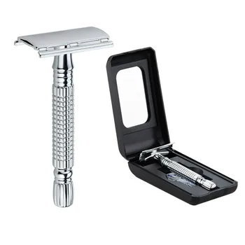 

1 Razor +1 Blade Men Shaver Steel Handle Razor Safety Razor Shaver Double Edges Manual With Travel Package Mens Shaving Razor