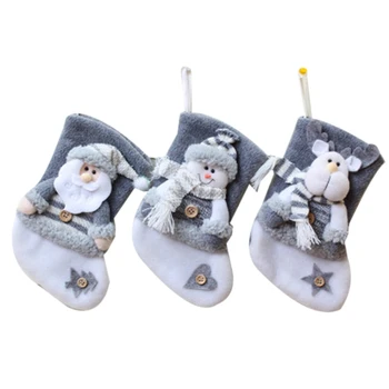 

3-Piece Set of Christmas Decorations Thick Flannel Christmas Socks Christmas Socks Gift Bag