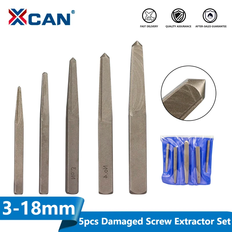 5Pcs Screw Easy Out Premium Screw Extractor Set Bolt Remover Drill Bits KI