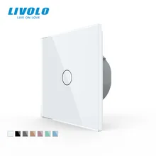 Livolo – Interruptor de iluminación táctil con panel de cristal, C701-1/2/5, Pulsador táctil estándar europeo de 1 entrada y 1 vía, CA 220-250V