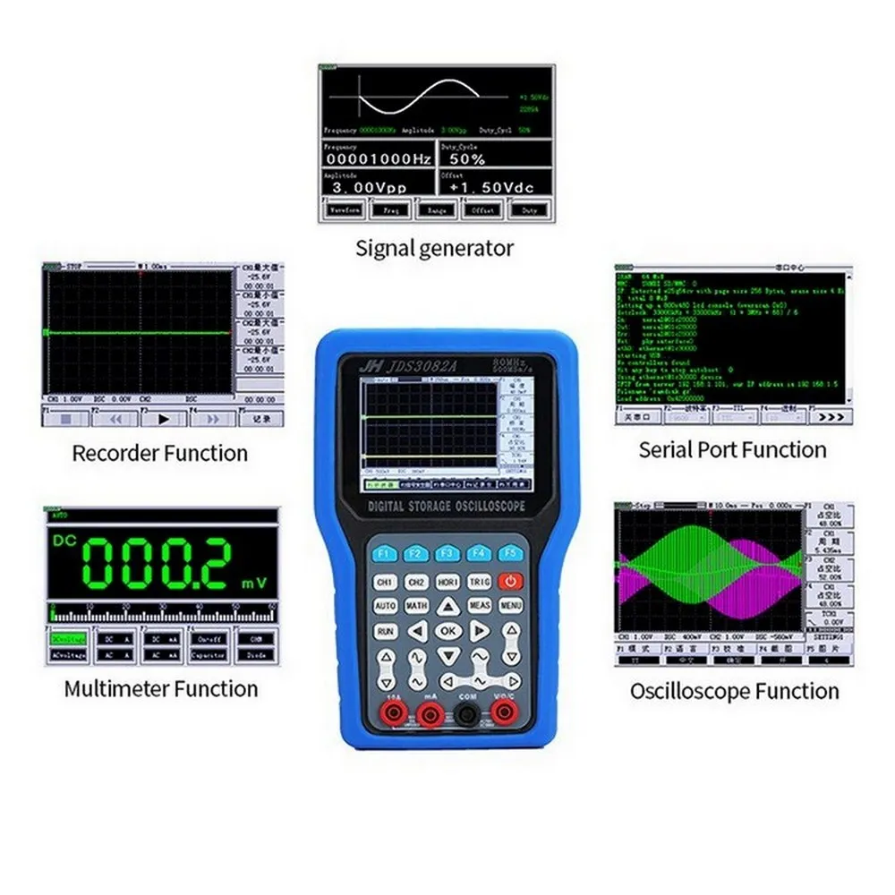 Портативный осциллограф Jinhan JDS3072E JDS3082A JDS3051A цифровая память 50 м 70 м 80 МГц Портативный осциллограф мультиметр ЕС/США