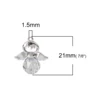 Zinc Based Alloy Faceted Glass Angel Charms Silver Color Faceted 21mm( 7/8