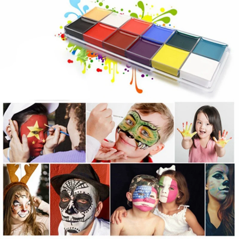 

12 Color Body Paint Masquerade Oil Color Face Paint Drama Maquiagem Tool Clown Dance Party Carnaval Festival Halloween Makeup