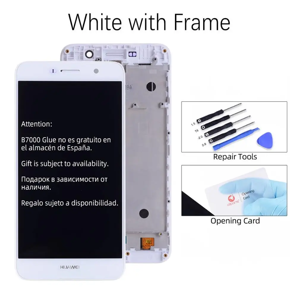 Дисплей для HUAWEI Honor 4C Pro Y6 Pro TIT-L01 LCD в сборе с тачскрином на рамке 5.0'' черный белый золото - Цвет: White with Frame