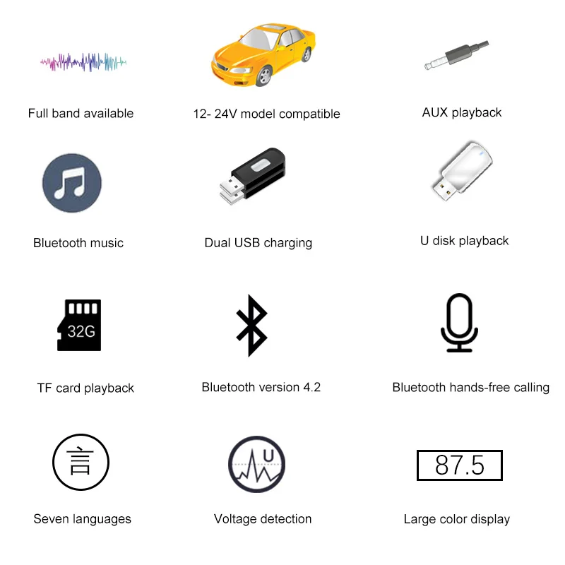 Bluetooth 4,2 автомобильный MP3 музыкальный плеер Bluetooth Hands-free QC3.0 Быстрая зарядка двойной USB поддержка голосового ассистента поддержка навигации