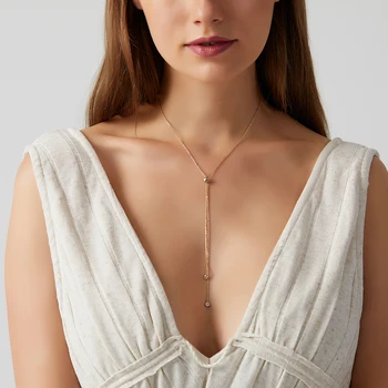 

Lalynnly Double Style Cubic Zirconia Necklaces & Pendants Wedding Crystal Stone Long Chain Necklace Jewelry Women Collares N7576