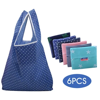

New 6 Colors Shopping Bag Lady Foldable Oxford Cloth Reusable Fruit Grocery Pouch Recycle Organization Bag