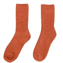 Женские носки, Осень-зима, хлопковые полосатые короткие носки, Повседневная Уличная одежда, счастливые носки, женские милые носки для девочек, оранжевые