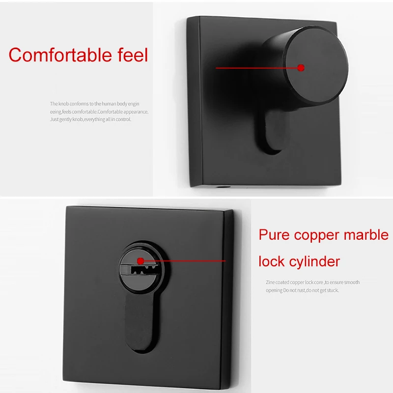

Black Mute Door Lock Set Reversal Door Lock Kit for 35-50mm Doors Zinc Alloy Handle FO Sale