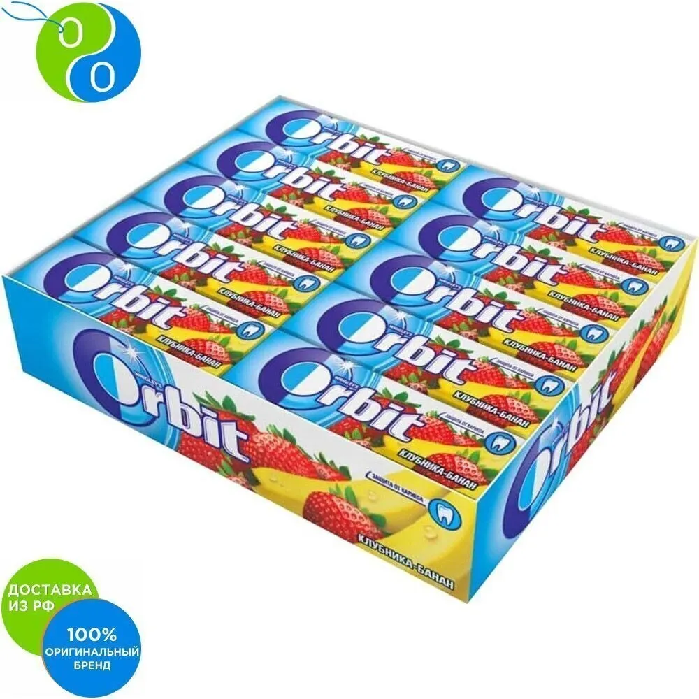 Orbit Chewing Gum Strawberry Banana 30 Gr Sht13.6, Chewing Gum, Chewing