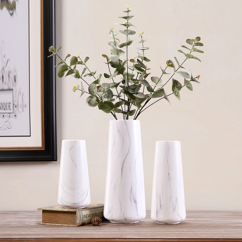 

Creative Nordic Marbled Vase Decoration Living Room Ceramics Golden Rim Marble Modern Accessories Flower Vases