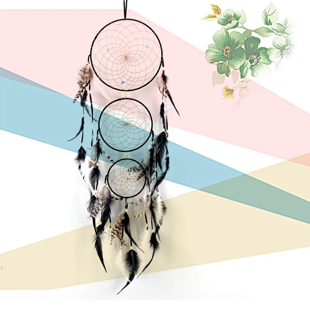 Creative Feather Crafts Dream Catcher Wind Chimes Handmade Dreamcatcher Net With Feather Beads For Wall Hanging Car Home Decor