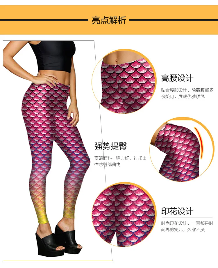 Весенние импортные товары,, AliExpress, Модные узкие брюки для похудения, брюки с принтом в виде чешуи, эластичные женские брюки большого размера L