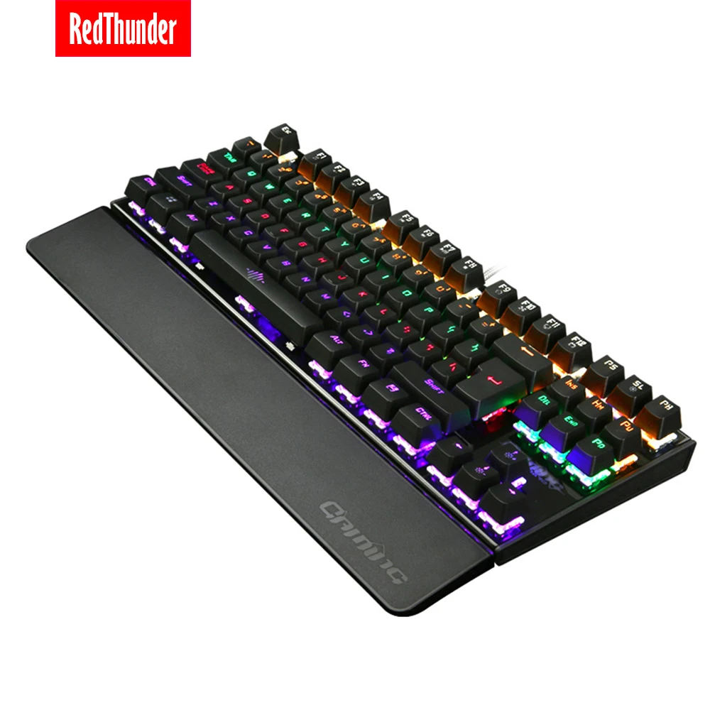 Механическая игровая клавиатура с подсветкой RedThunder синими переключателями 87