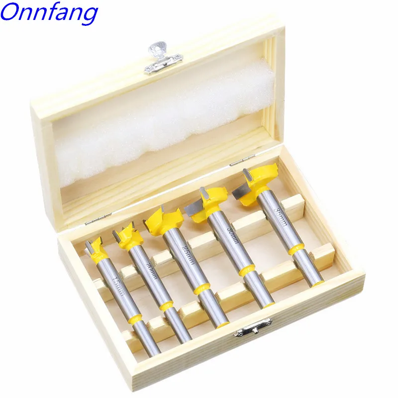 

5pc Forstner Tips Hinge Boring Drill Bit Set for Carpentry Wood Window Hole Cutter Auger Wooden Drilling Dia 15 20 25 30 35mm