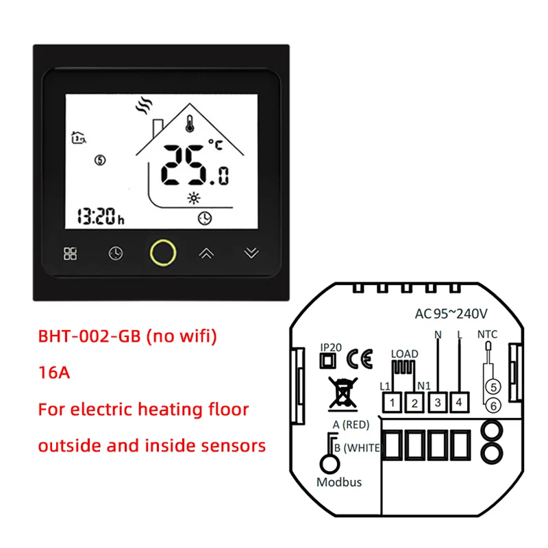 GB H BHT-002 серии wifi термостат для нагрева воды электрический нагревательный газовый котел ЖК сенсорный экран регулятор температуры с Alexa - Цвет: GB H