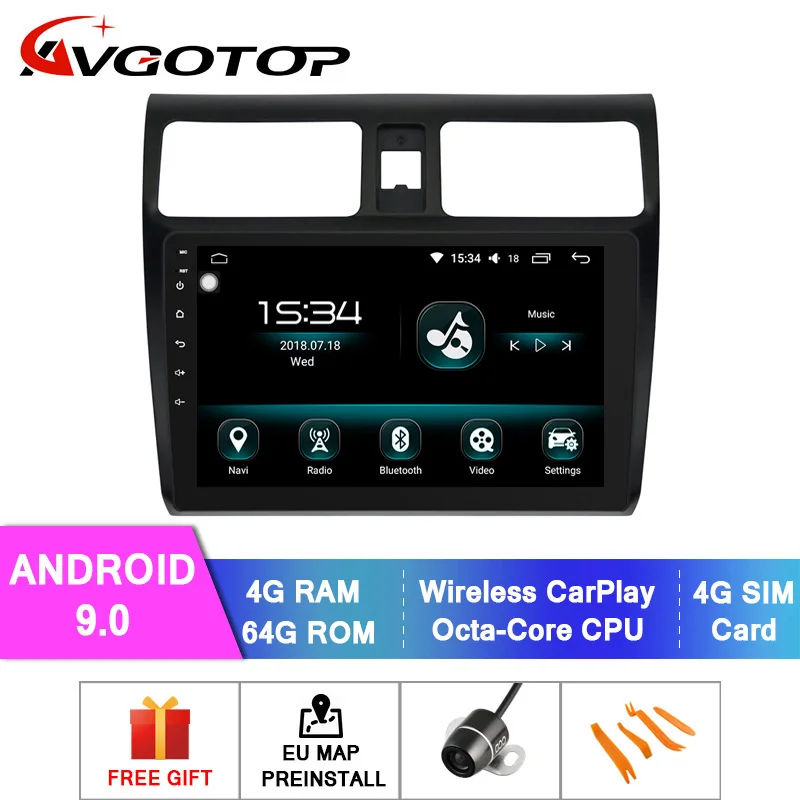 AVGOTOP Восьмиядерный Android 9,0 автомобильный dvd-плеер с Gps для SUZUKI 2013- SWIFT Встроенный 64 Гб флэш 4 Гб ram