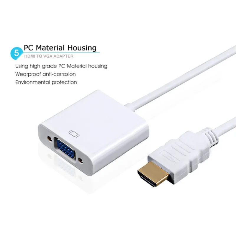 Высококачественный адаптер hdmi-vga штекер в конвертер с разъемом адаптер 1080P цифровой аналоговый видео аудио для ПК ноутбука планшета