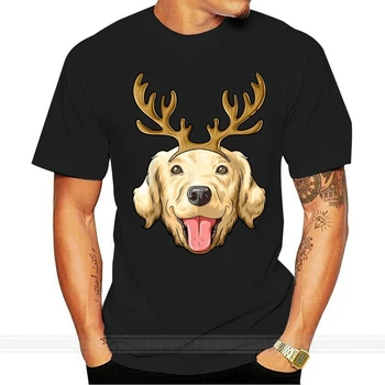 

Golden Retriever Reindeer Antlers Christmas Golden Retriever T-Shirt-Men's T-Shirt-Black