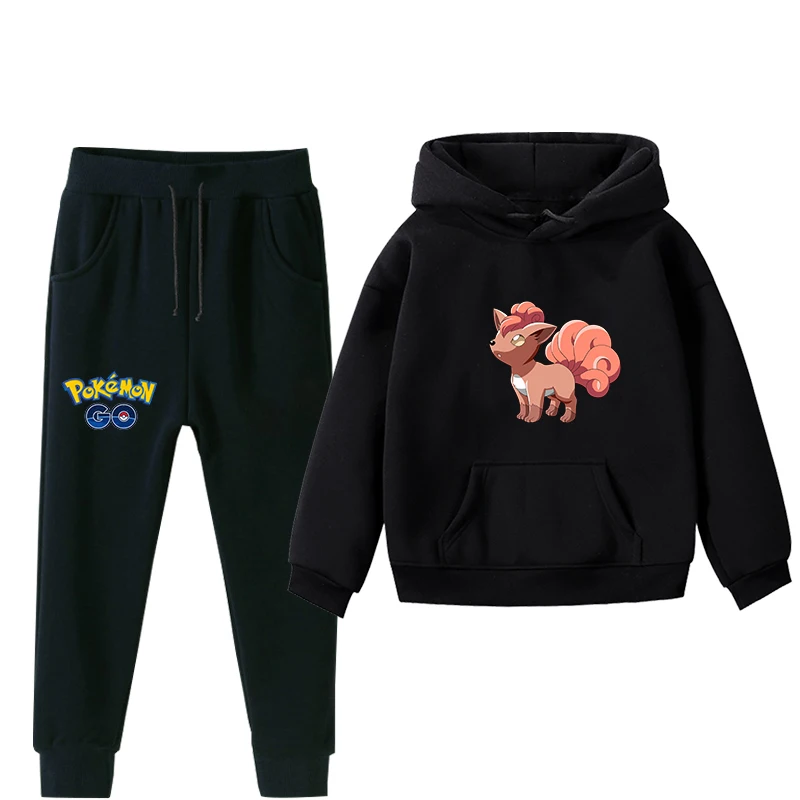 60% OFF Pokemon thick hoodie set for children Autumn Winter boy girl sweater sweatshirt sports pants clothing sets 2 pieces cute 2019 fa
