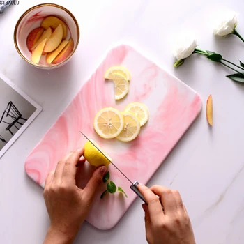 

10/12inch Ceramic Marble Dinner Plate for Bread Pizza Chopping Board For Fruit Cutting Flat Rectangle Tray Steak Dish Tableware
