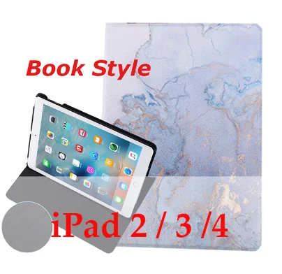 Для iPad 9,7 дюймов / жесткий чехол на заднюю панель пластик мраморный зернистый кожаный смарт-чехол для iPad Air 1/Air 2 iPad 2/3/4 - Цвет: book light blue2