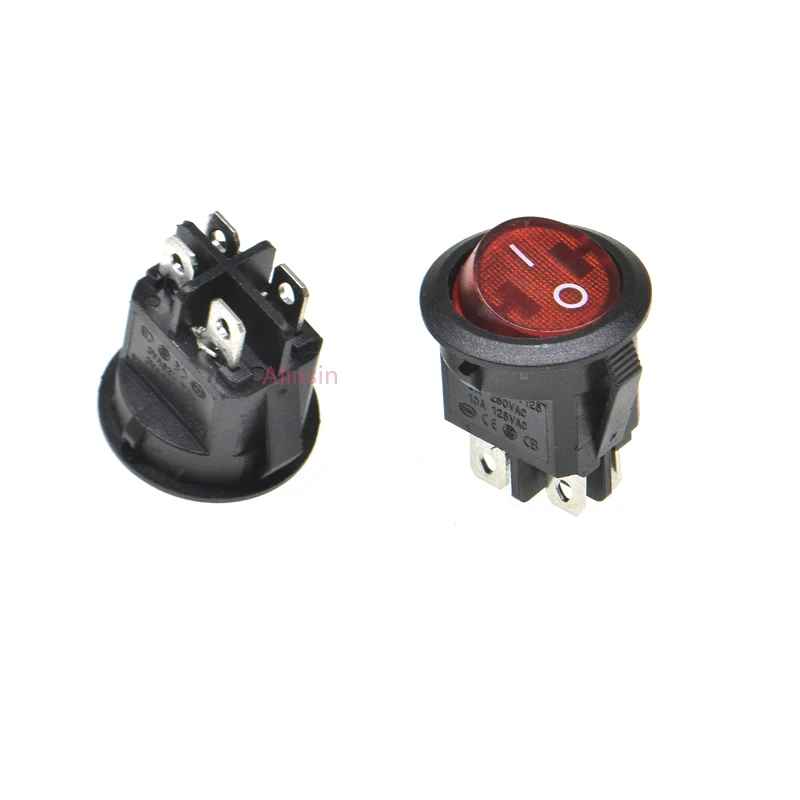5 pcs/lot KCD1 224N 23mm Round 4 Pin 250V 6A Boat Switch Snap-in SPST ON OFF Rocker Position | Обустройство дома