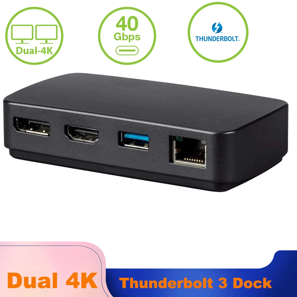  Thunderbolt 3 Travel Dock 4-in-1 Thunderbolt 3  4K @ 60Hz ŷ Thunderbolt 3 to HDMI 2.0 + Displayport 1.2 + RJ45 +