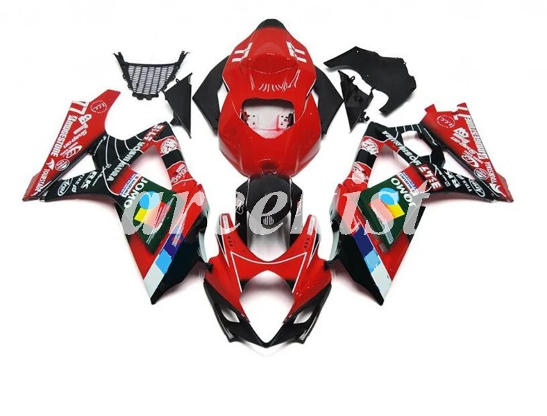 ABS мотоцикл Полный обтекатели комплект подходит для SUZUKI GSX-R1000 GSXR1000 2007 2008 07 08 K7 тела набор красный